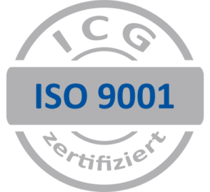 ISO-9001 Zertifikat in grau blau für VBA-Entwickler.de